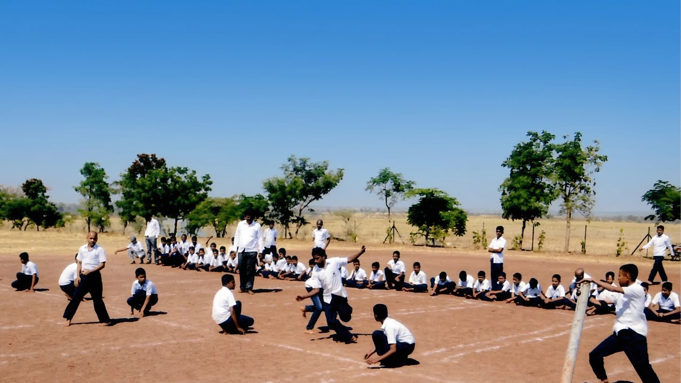 Students playing Kho-Kho at Shree Gurukul Vidyapeeth