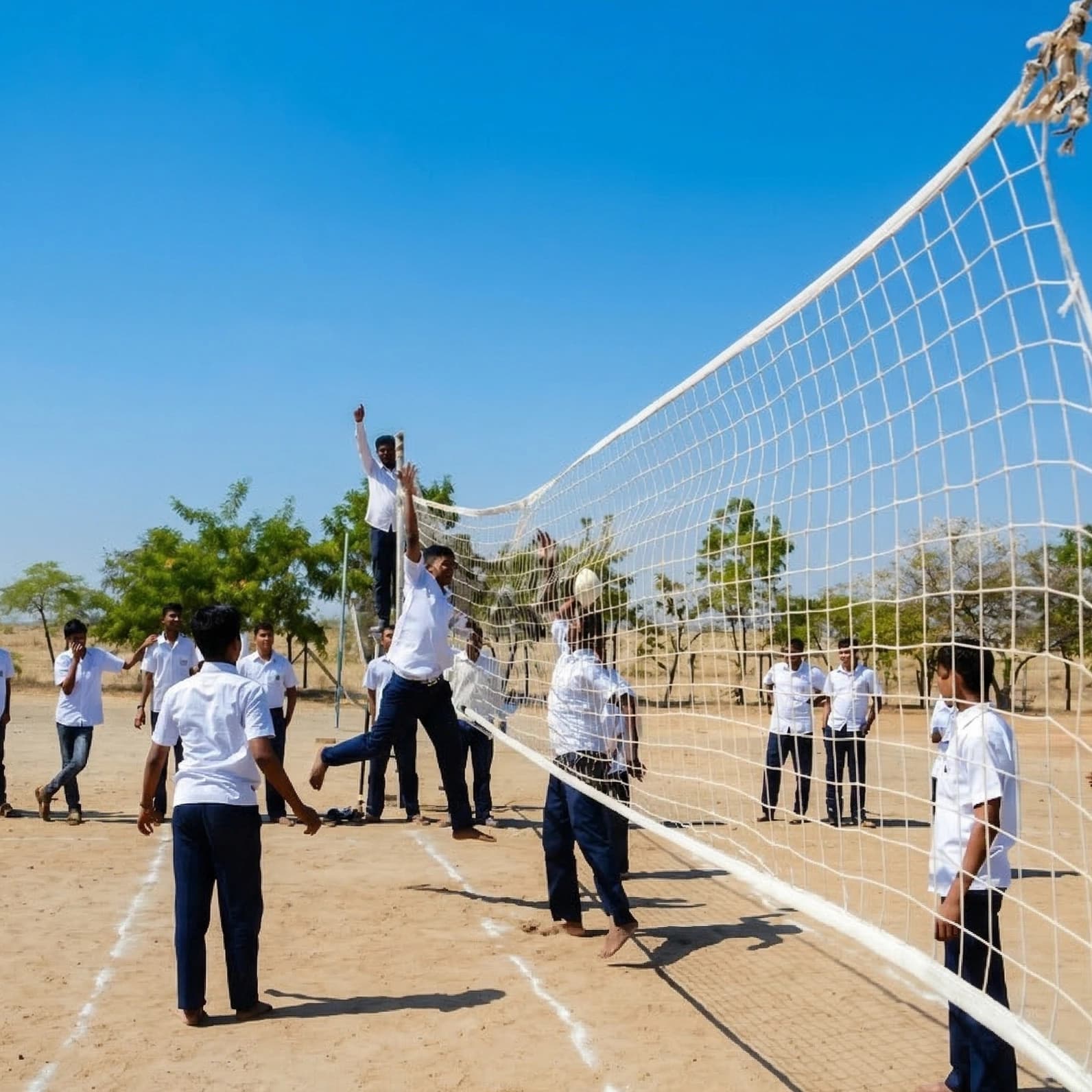 Students playing volleyball at Shree Gurukul Vidyapeeth